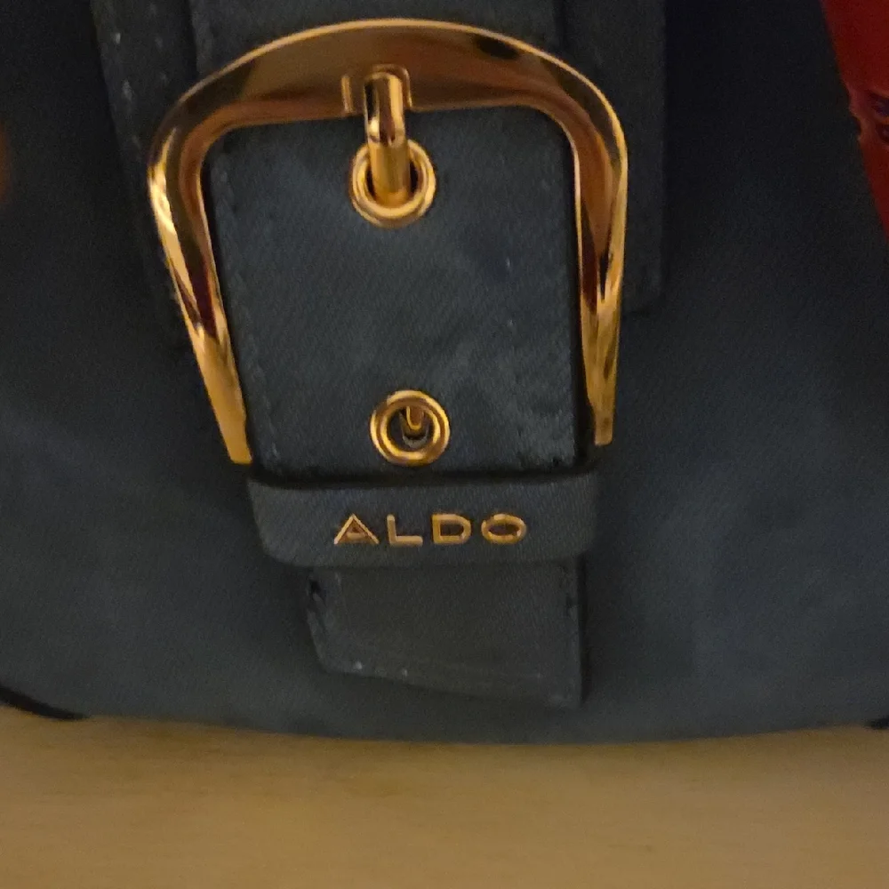 ALDO Navy Shoulder Bag with Gold Hardware and Red Bandana Accent - Picture 3 of 4